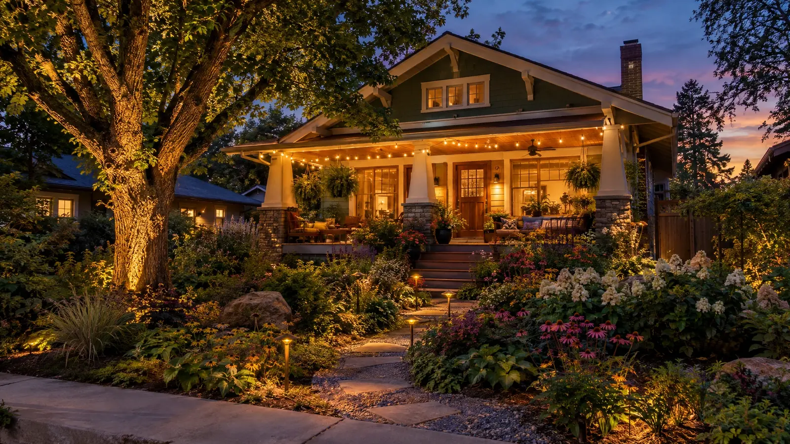 Outdoor lighting in East Nashville, Tennessee