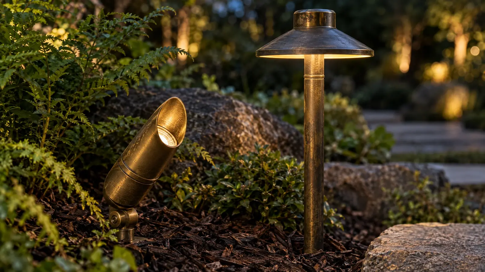Illuminated property at night